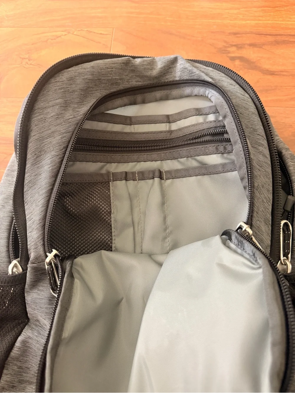 The North Face Heather Gray & Black Bungee Front Backpack